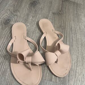 Elegant Nude Bow Sandals